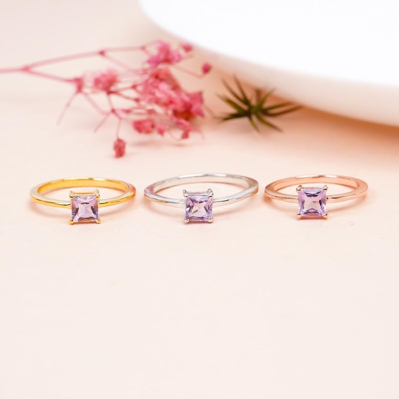 Bague améthyste rose argent anti stress avec pierre naturelle de guérison - 3