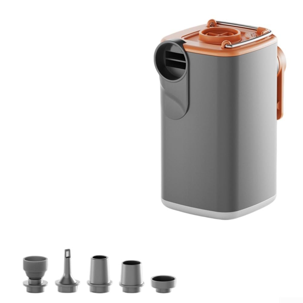 Sawhamale Electric Air Pump Portable Electric Pumps Powerful Inflator Deflator Air Pumps with LED Light and 5 Nozzles for Air Sofas Beds Toys Storage Bags(gray)