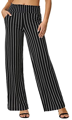 Urban CoCo Women's Boho Palazzo Pants Wide Leg Beach Pants High Waisted Lounge Pants with Pockets2
