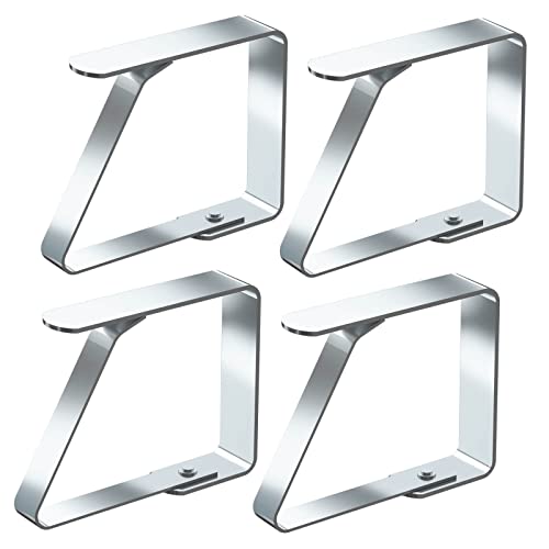 Blooven Pinces à Nappe 4 Pièces, Acier Inoxydable Nappe Clips Anti-Glissant, Convient à Tables de 3 à 5 cm d'épaisseur (Grand x 4 Pièces)