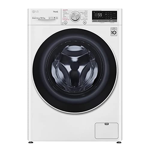 LG F4WV510S0E - Lavadora de carga frontal de 10,5 kg, 1400 rpm, WiFi, inteligencia artificial AI DD, vapor higienizante, Turbo Wash, motor Inverter Direct Drive, 60 x 85 x 56,5 cm, color blanco