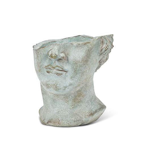 Image of Abbott Collection Athens Half Male Face Planter | Cement, Gray, 7 inchH