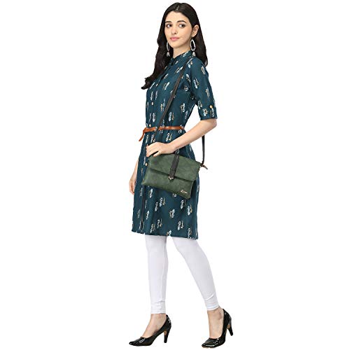 Image of Leriya Fashion Kurti for Women || Slub Rayon Foil Printed Short Round Kurta for Women || Fancy Kurti || Collage || Formal Office Wear Kurtis for Women || Stitched Kurti ||