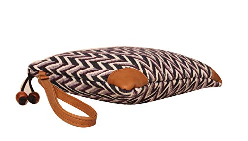 Image of ASTRID Women's Striped 20 Cms Cosmetic Pouch (S ASTD0403-4 Grey)