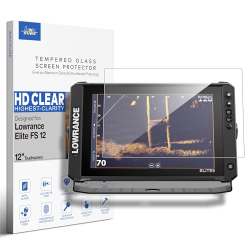 INNOSURE Premium Tempered Glass Screen Protector for Lowrance Elite FS 12 Inch Touchscreen Fish Finders Accessories Anti Scratch (HD Clear)