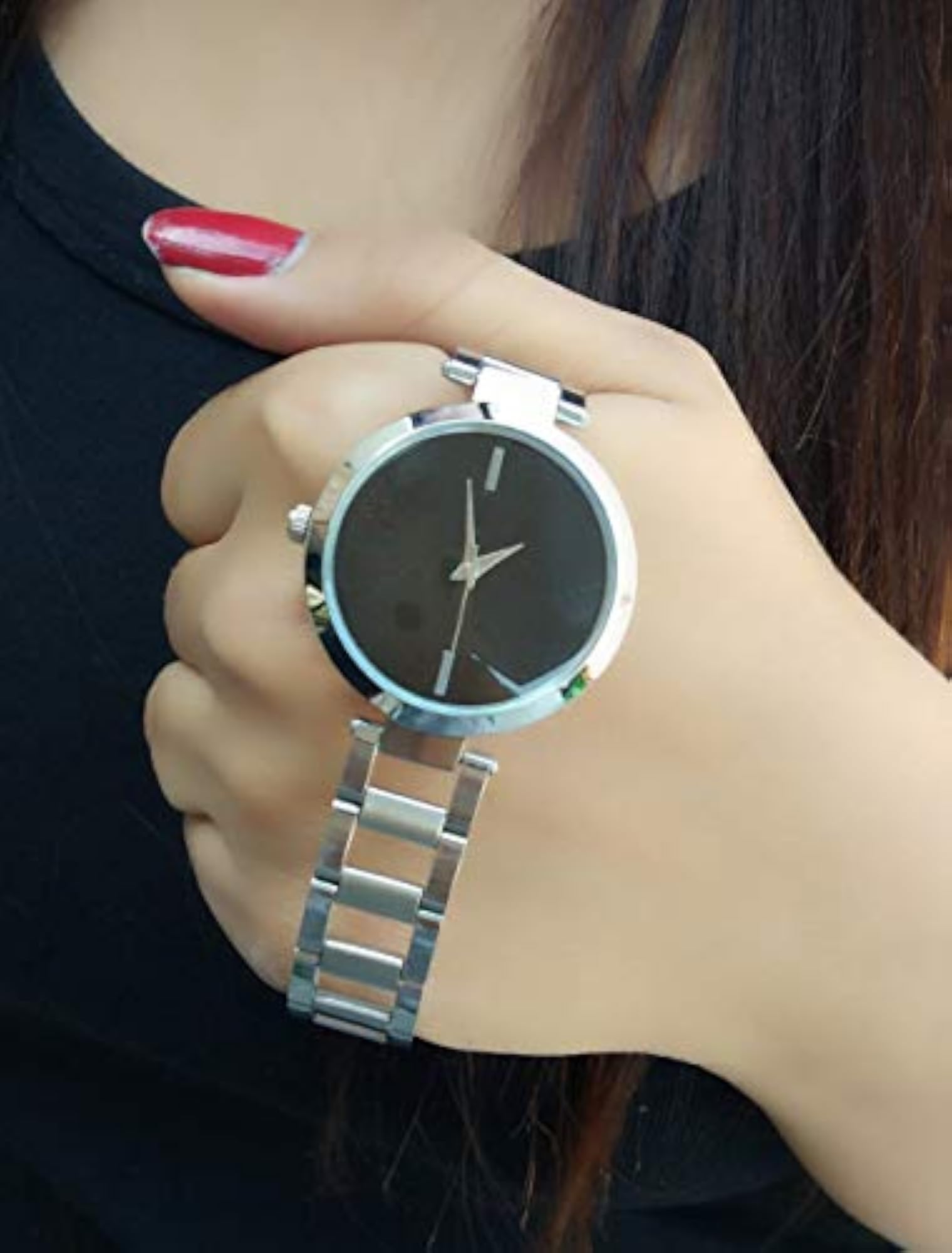 Trendy Women Silver Metal Analog Watch