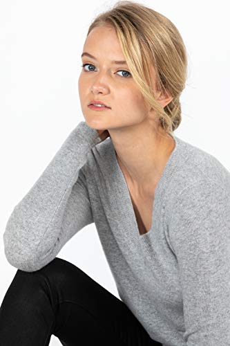 Image of JENNIE LIU Women's 100% Pure Cashmere Long Sleeve Ava V Neck Pullover Sweater