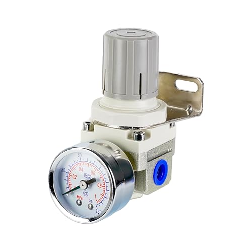 EcuoPix Air Pressure Regulator with 1/4' Port, Air Compressor Regulator with 0-150 PSI Precision Gauge and Bracket, Perfect for Compressed Air System, AR2000-02