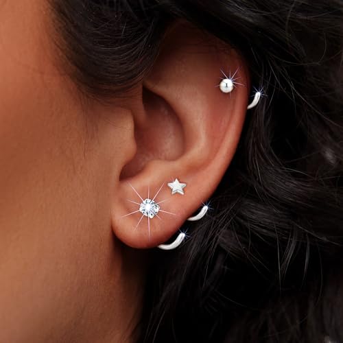 JUANKIKI 9 Pairs 14k Gold Huggie Half Hoop Earrings Backless Earring for women Cartilage Helix Open Hugging Hypoallergenic 316L Stainless Steel earrings Set - image 2