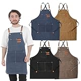 [LODI] アウトドア エプロン メンズ キャンプ 作業 DIY 職人 シェフ ワークエプロン 前掛け 厚手 綿 キャンバス (ブラウン)