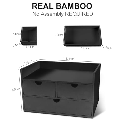 Desk Organizer with Drawers Countertop Drawer Organizer Tabletop Storage Organization Box Home Office Workspace Bathroom Toiletries Supplies (black with shelf) - Image 4