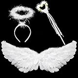 testyu Federflügel Engel Weiß, 60 CM Engel Flügel, Engelsflügel Set mit...