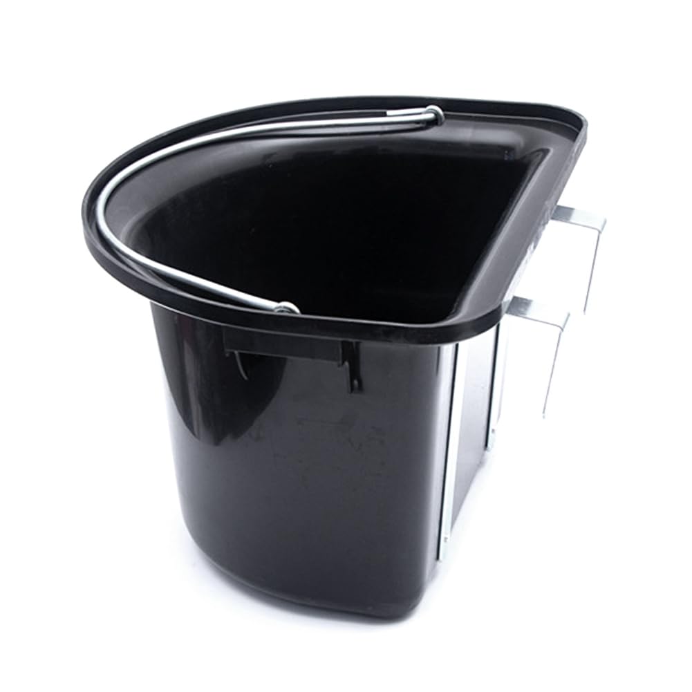 1 cubo plano de plástico para alimentos para animales con de metal, color negro