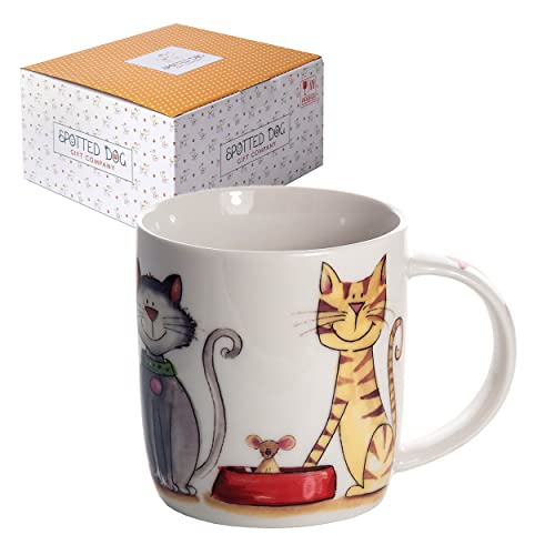 SPOTTED DOG GIFT COMPANY Tasse Chat en Céramique, Mug Chat, Tasse à Café Thé Mignonne 350ml, Cadeau Original pour Amoureux des Chats, Idée Cadeau Femme...