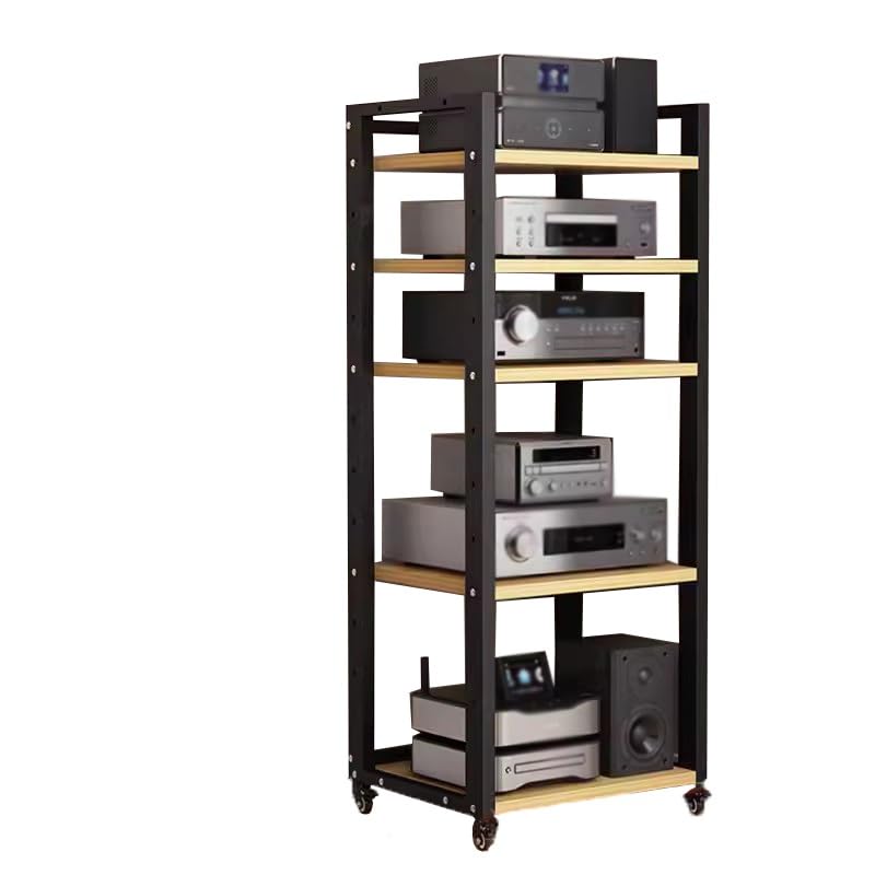 Meuble pour composants stéréo de qualité supérieure, étagère hi-fi robuste jaune à 5 niveaux