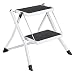 Delxo Step Stool Stepladders Lightweight White Folding Step Ladder with Handgrip Anti-Slip Sturdy and Wide Pedal Steel Ladder Mini-Stool 250lbs 2-Feet (WK2031D)