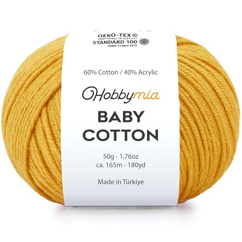Image of Baby Cotton Blend Yarn - Soft Sport Weight Yarn for Crochet & Amigurumi - 50g /180yds - 60% Cotton 40% Acrylic - Ideal for Baby & Knitting Proj.(Saffron Orange, 1 Ball)