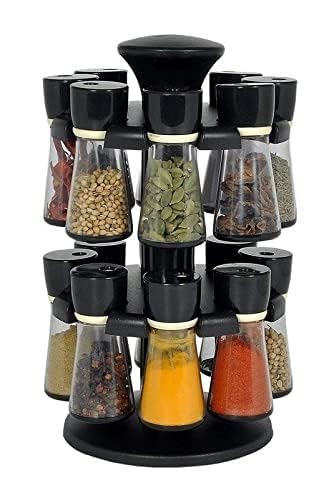 RK BROTHERS GROUP Multipurpose Plastic Big Revolving Spice Rack 16 in 1 Masala Rack Set Condiment Set Spice Container (Round), Tiered Shelf (16 jar)