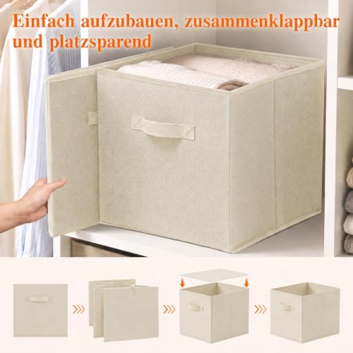 Lifewit 6 Stück Aufbewahrungsbox aus Stoff, Faltbar Aufbewahrungswürfel Kallax Boxen Aufbewahrung aus Vliesstoff mit Griff für Würfelregal… – Ansicht 3