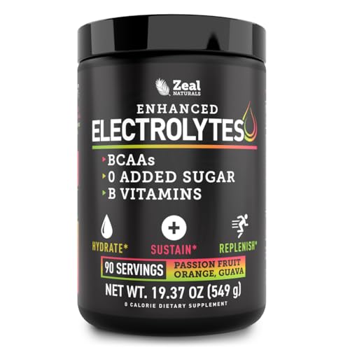 Image of Zeal Electrolyte Powder - 90 Servings | Keto Electrolytes Powder | Zero Sugar, BCAAs, B-Vitamins | Potassium, Zinc, Magnesium | Hydration Powder Recovery Drink | Passion Fruit Orange Guava