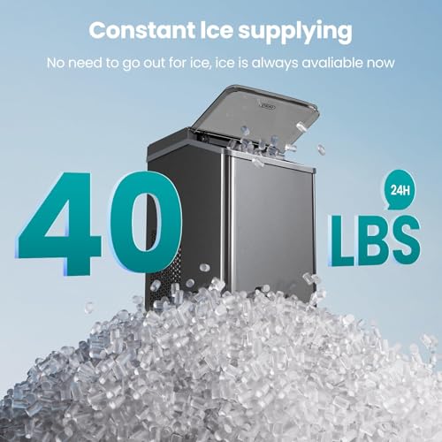 Image of Gevi KNOVA Nugget Ice Maker Countertop, 40lbs /24H Portable Ice Machine Gray