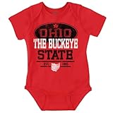 Brisco Brands Ohio OH Buckeye Leaf Logo Souvenir Baby Romper Boys or Girls