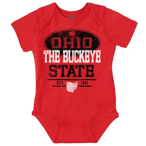 Brisco Brands Ohio OH Buckeye Leaf Logo Souvenir Baby Romper Boys or Girls