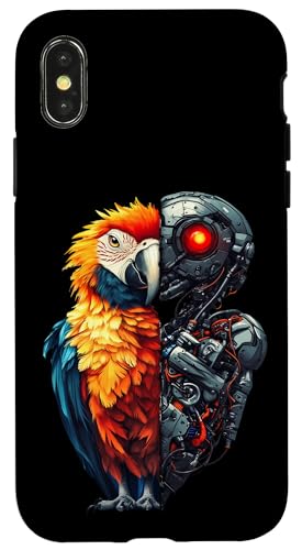 �ʔ����I�E�����{�b�g�������D�ƃT�C�{�[�O�I�E�����{�b�g Robot Parrot Lover Cyborg AI �X�}�z�P�[�X iPhone X/XS �p