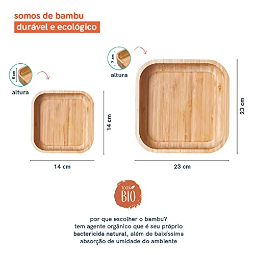 Conjunto Bowl de Bambu Quadrado - Oikos