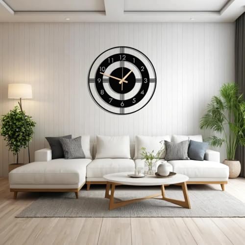 Image of Stylish Metal Analog Wall Clock for Living Room, Bedroom, Office, Kitchen, Home and Hall | Antique Fancy Big Size Modern Wall Watch for Home Decor (DA-184, 60CM)