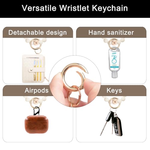 Image of COOLANS Silicone Bracelet Wristlet Wallet Credit Card Holder RFID ID Window Key Ring Tassel Slim Wallet Women Keychain Purse