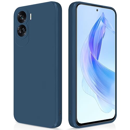GiiYoon Case Compatible with Honor 90 Lite 5G Silky-Soft Touch Full-Body Protective Phone Silicone Case Shockproof Cover with Microfiber Lining Blue
