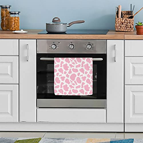 Vunko Pink Cow Printing Kitchen Microfiber Hair Hand Dish Towel Home Soft Highly Absorbent Decorative Dishcloth For Bathroom Beach Hotel Gym Spa Yoga 16 X 28 In #TOP2