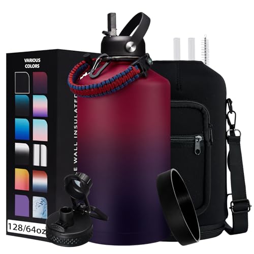 1 Gallon Insulated Water Jug - with Paracord Handle, Straw & Chug Lid, Water Bottles Holder with Strap, 128oz Stainless Steel Large Water Bottle, Keep Hot 12H & Cold 48 for Travel Hiking Camping Work 3 1 Gallon Insulated Water Jug - with Paracord Handle, Straw & Chug Lid, Water Bottles Holder with Strap, 128oz Stainless Steel Large Water Bottle, Keep Hot 12H & Cold 48 for Travel Hiking Camping Work