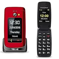 Emporia TellMe X200 Grosstasten-Klapphandy (mit Farbdisplay Aussendisplay Notruftaste VGA-Kamera), Rot & Primo 401 by Doro - GSM Mobiltelefon mit großem beleuchtetem Farbdisplay - schwarz