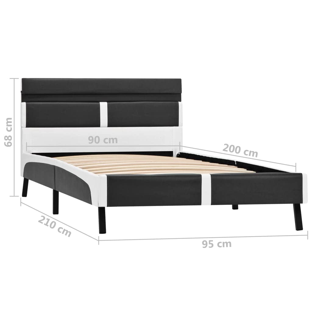 vidaXL Estructura de Cama con LED Casa Hogar Decoración Diseño Estilo Habitación Dormitorio Descanso Reposo Colchón 90x200 cm Cuero Sintético Gris