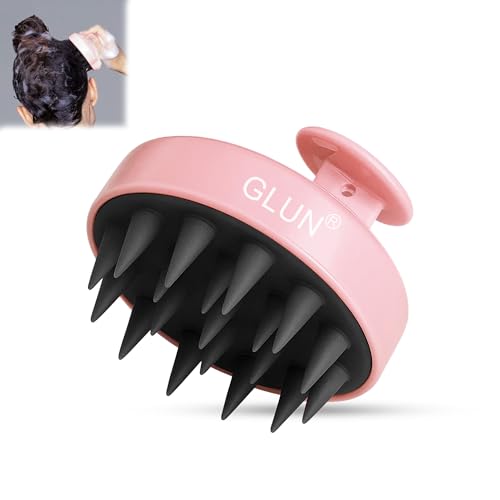 Image of GLUN Round Scalp Massager Peach Colour Pack of 1, Shampoo Brush Super Soft Bristles for Hair Cleansing & Anti-Dandruff Treatment Accessories