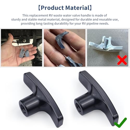 Image of 2 PCS Metal RV Waste Valve Handle Kits, with 4 Nuts 2 Screws 2 Gaskets, Replacement for Waste Valve Extension Rod, RV Sewer Valve Handle Replacement Set(Black)