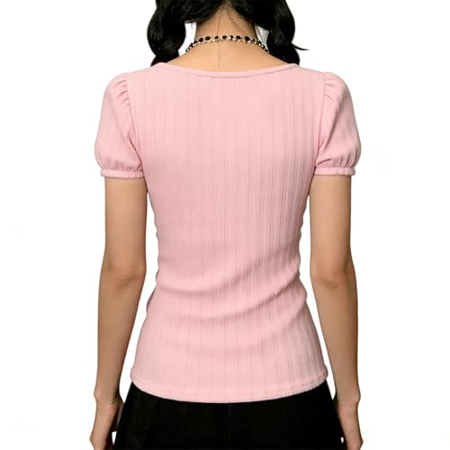 Image of Fairy Grunge Y2k Shirts Vintage Crop Tops Short Sleeve Girls Slim Fit Tees