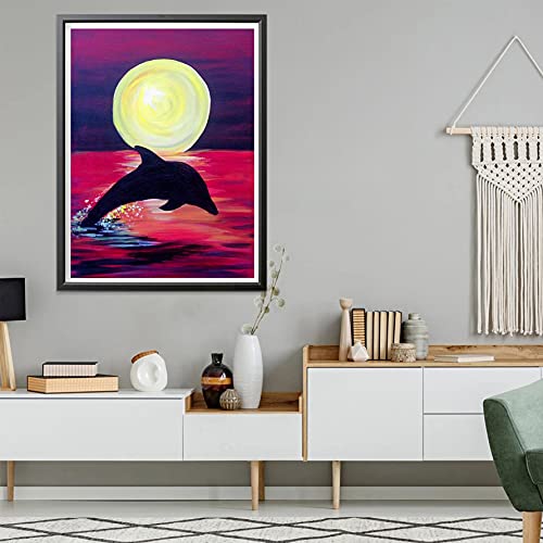 Sugamm 5D DIY Diamond Painting Zonsondergang volledige Diamant Schilderij Dolfijn Kit strassteentjes, borduurwerk foto's… - Image 5
