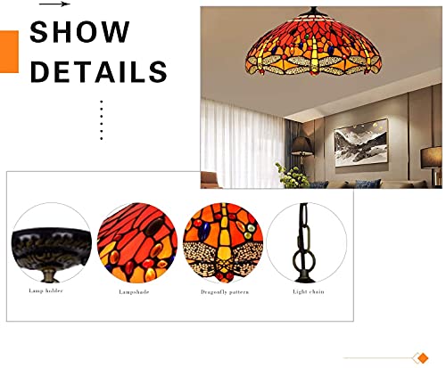 Plafonnier Tiffany libellule en verre véritable pour salon chic