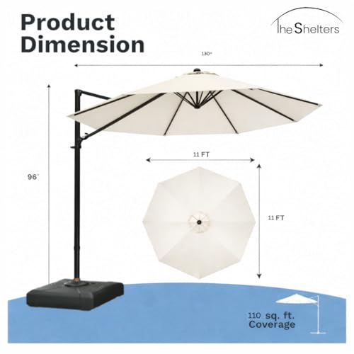 Image of THESHELTERS - Premium Garden Umbrella 360 Degree Rotating Stylish and Durable Outdoor Garden Umbrella with Heavy-duty Water Base (95Kgs)- Patio and Lawn Umbrella, 2.5x2.5m Big Size Outdoor Umbrella with Stand
