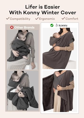 Konny Baby Carrier Winter Cover, Maternity Baby Carrier Hoodie, Women\'s Fleece Jacket, Maternity Coat, Nursing Hoodie Vest (Charcoal, One Size)
