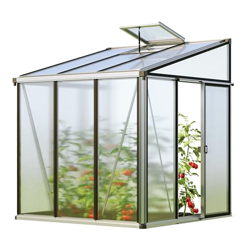 GFP Gewächshaus Anlehngewächshaus Ella 33 - Aluminium - 199x194 cm - 16 mm Polycarbonat-Platten