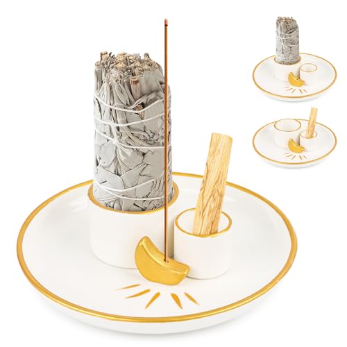 4 in 1 Salbeihalter, Keramik Räucherstäbchenhalter, weißen...