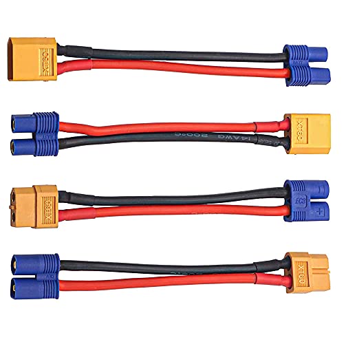 Cable adaptador XT60 a EC3 macho hembra 14 AWG para cargador Lipo y coche RC 4
