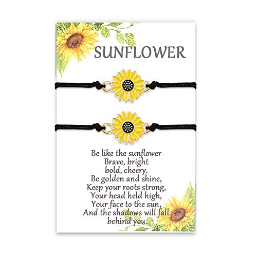 Tarsus Sunflower Bracelets for 2 Best Friend Friendship BFF Daisy Wish String Bracelet