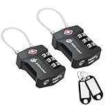 Double Dragon 2-Pack TSA Approved Suitcase Locks | Strong Shackle, Cut-Resistant Zinc Alloy, Lightweight 3-Digit Combination Travel Padlocks for Luggage, Bags & Backpacks