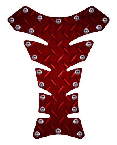 motorcycle tank guard - Motorcycle sportbike Red diamond plate rivets Tank Pad protector Guard Decal Sticker