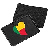 Huuraa Patch Benin Flagge Herz Black 10 x 6,5cm Baumwolle Klettpatch für Mütze Geschenkidee